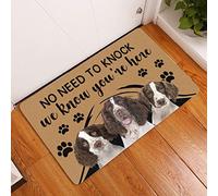 Strunt English Springer Spaniel No Need To Knock Dog Doormat, Novelty Flannel Floor Mat With Non-Slip, Housewarming Decor Gift For Springer Spaniel Dog Lovers, 50x80cm, White with Black