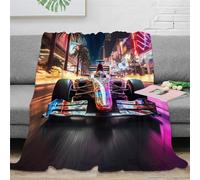 Strunt Formula Racer Flannel Fleece Blanket Soft Cozy 3D Racing Car Printed Throw Blanket for Kids Adults Printed Plush Blanket for Bed And Couch 50x60inch(127x152cm)