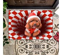 Strunt Front Back Door Mat Poodle Christmas Dog Doormat,Funny Flannel Floor Mat With Non-Slip Doormat,Christmas Poodle Dog Home Decorative Welcome Doormat 40x60cm