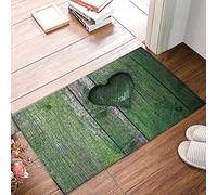 Strunt Front Back Door Mat Valentines Day Green Retro Wooden Plank Full Of Moss Heart Background Doormat,Valentine Home Decorative Welcome Doormat 50x80cm