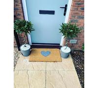 Strunt Heart Outdoor/Indoor Welcome Doormat, Grey/Pink, 40x60cm, Non-Slip, Water Resistant