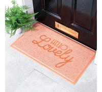 Strunt Hello Lovely Indoor Outdoor Peach Pink Doormat Entrance Mat Welcome Mat Funny Cute Housewarming Gift Bathroom Mat 50x80cm