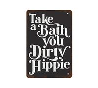 Strunt Metal Tin Sign Vintage Metal Signs Take A Bath You Dirty Hippie Funny Bathroom Wall Art, Bathroom Hanging Decor,Home Decor,Funny Toilet Metal Sign Bathroom Wall Art Home Decor5 5.5X8Inch