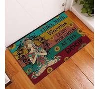 Strunt Outdoor Yoga Leaves Doormat, Green, 40x60cm, Non-Slip, Water Resistant, Rectangular, Knitted Polyester, Everyday, Nature/Leaves, Rustic, Entryway, Welcoming Guests, Wiping Feet