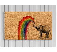 Strunt Rainbow Doormat Nature Elephant Decor Door mat Housewarming Gift Front Door Decor Door Mat Porch Decor Funny Door mat Non-Slip Backing Doormat for Indoor and Outdoor Housewarming Gift 40x60cm