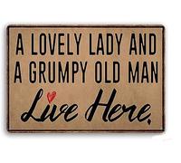 Strunt Vintage Funny Novelty Metal Sign Creative Tin Sign A Lovely Lady And A Grumpy Old Man Live Here Metal Tin Sign Wall Art Home Decor Kitchen Poster Cafe Pub Plaque 8X12inch
