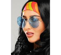 Struts 60s Flower Power Large Round Blue Hippy Glasses