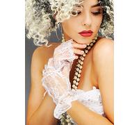 Struts Adult Ladies 80s Madonna Style White Lace Fingerless Gloves Glovettes