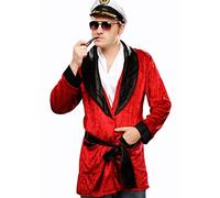 Struts Adult Mens Hugh Hefner Style Red Velvet Playboy Fancy Dress Smoking Jacket (Medium (40-42 chest))