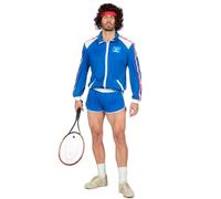 Struts Adult Size Mens 1980s Blue Retro Tennis Player Fancy Dress Costume (XL (EU58 UK48))