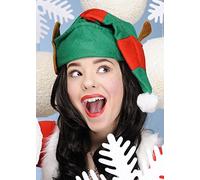 Struts Adult Size Red and Green Christmas Elf Hat with Ears