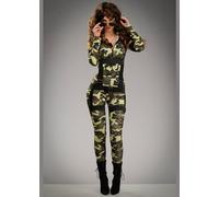 Struts Adult Womens Deluxe Green Camouflage Army Catsuit Costume (Medium (UK 10-12))