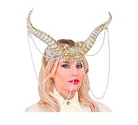 Struts Deluxe Midsummer Nights Dream White & Gold Demon Queen Horns Fancy Dress Headband with Flowers