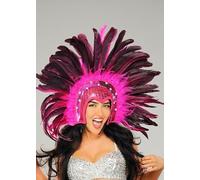 Struts Deluxe Rio Carnival Bright Pink Showgirl Feather Headpiece