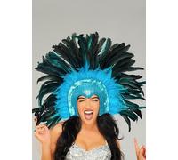 Struts Deluxe Rio Carnival Bright Turquoise Blue Showgirl Feather Headpiece