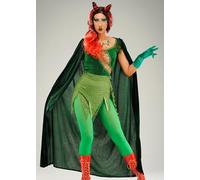 Struts Deluxe Womens Poison Ivy Style Long Green Velvet Cape