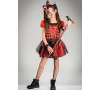 Struts Girls Halloween Red Harlequin Cutie Gothic Clown Costume (Large (8-10 years))