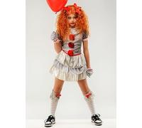 Struts Girls Pennywise It Clown Style Kids Halloween Costume with Dress | Pennywise Inspired Outfit, Halloween Fancy Dress, Childrens and Teen Size, Dress Gloves Socks and Leg Cuffs