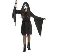 Struts Kids Black Glitter Ghost Face Scream Girls Halloween Costume (Medium (8-10 years))