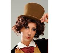 Struts Mens Deluxe Willy Wonka Brown Top Hat Book Character Fancy Dress
