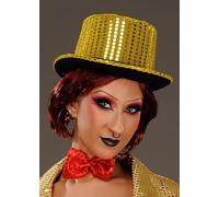 Struts Rocky Horror Columbia Style Showgirl Gold Sequin Top Hat