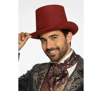 Struts Victorian Gentleman Top Hat, Burgundy, Suede Effect, Adult Size, Fancy Dress Accessory
