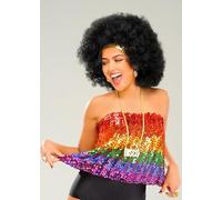 Struts Womens 1970s Disco Rainbow Sequin Top Fancy Dress Costume