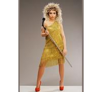Struts Womens 1980s Gold Tina Turner Style Fancy Dress Costume with Wig (Large (UK 14-16))