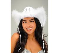 Struts Womens 21st Birthday White Fluffy Cowboy Hat