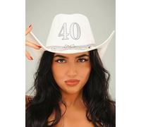 Struts Womens 40th Birthday Luxe Neutral Cream Cowboy Hat
