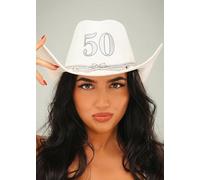 Struts Womens 50th Birthday Luxe Neutral Cream Cowboy Hat