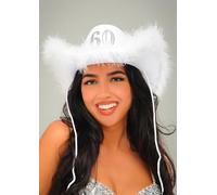 Struts Womens 60th Birthday White Fluffy Cowboy Hat