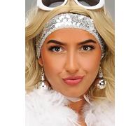 Struts Womens 70s Mamma Silver Sequin Disco Headband