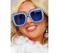 Struts Womens 70s Pop Star Dancing Queen Blue Sparkle Fancy Dress Glasses