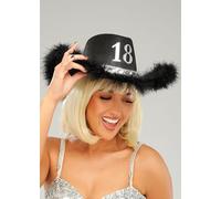 Struts Womens Add Any Age Birthday Black Fluffy Cowboy Hat (18th Birthday)