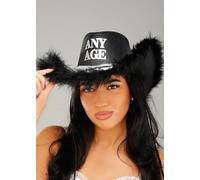 Struts Womens Add Any Age Birthday Black Fluffy Cowboy Hat (50th Birthday)