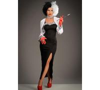 Struts Womens Cruella Style Dalmatian Villain Costume (Large (UK 14-16)), Black