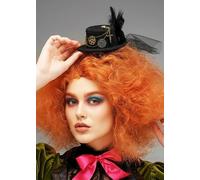 Struts Womens Deluxe Mad Hatter Mini Top Hat with Veil & Chain