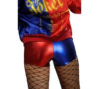 Struts Womens Metallic Suicide Squad Red and Blue Harley Quinn Hot Pants Shorts (Medium (UK 12-14))