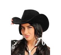 Struts Womens Western Cowgirl Luxe Black Cowboy Hat Leather Look
