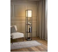 Struttura Wooden Shelving Floor Lamp with Fabric Shade ValueLights Black One Size