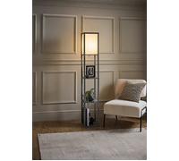 Struttura Wooden Shelving Floor Lamp with Fabric Shade ValueLights Grey One Size