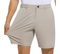 Strweitt Men's 7 Inch Inseam Stretch Golf Shorts Quick Dry Lightweight Dress Casual Athletic Shorts with 5 Pockets Light Khaki US36