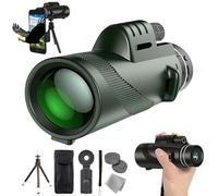 Stscope 360 Monocular, High Power Telescope with Phone Adapter, Tripod & Hand Strap, BAK4 Prism & FMC Lens, Lightweight Portable for Adults, Bird Watching, Camping, Hiking, Travel (all green, 80x100)