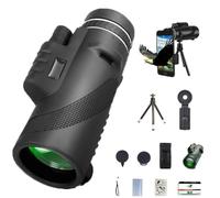 Stscope 360 Monocular, High Powered Monocular Telescope for Adults with Smartphone Adapter Tripod Hand Strap, Portable Night Vision Monocular for Bird Watching Camping Hiking Travel Scenery(Black,40*6