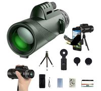 Stscope 360 Monocular Set, 80X100 Monocular Telescope High Powered for Adults, 10X Magnification Telescope with Smartphone Adapter and Tripod for Bird Watching, Sports, Traveling (Green)
