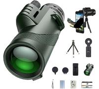 Stscope 360 Monocular, Stethoscope High Powered Telescope for Adults Long Range, Portable Night Vision Monocular with Smartphone Adapter & Tripod for Stargazing Hunting Hiking(Green,80 * 100)