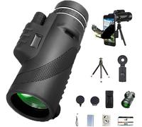 Stscope 360 Monocular, Stethoscope High Powered Telescope for Adults Long Range, Portable Night Vision Monocular with Smartphone Adapter & Tripod for Stargazing Hunting Hiking(Black,80 * 100)