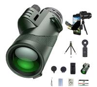 Stscope 360 Monocular, Stethoscope High Powered Telescope for Adults Long Range, Portable Night Vision Monocular with Smartphone Adapter & Tripod for Stargazing Hunting Hiking(Green,80*100-Enhanced)