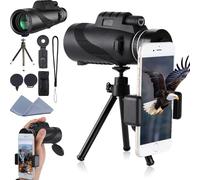 Stscope360 Monocular, 2025 Upgraded Stethoscope 360 Monocular Scope Set for Adults Long Range, High-Definition Flash Telescope, for Bird Watching Camping Travelling Concert (Black 80x100)